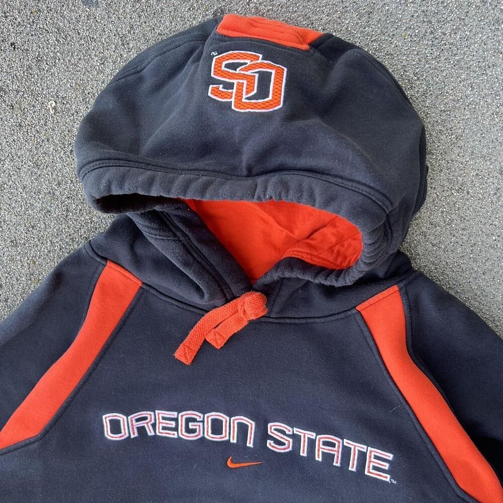 Vintage Y2K Nike Oregon St. Beavers Center Swoosh Hoodie Boxy Oversized Size XL - Picture 4 of 8